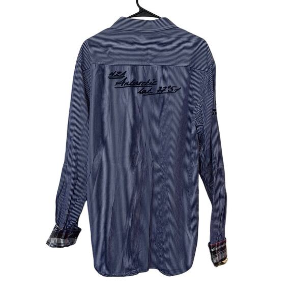 New Zealand Auckland Flip Cuff Long Sleeve Striped Button Down Shirt Size XXL - Picture 3 of 13